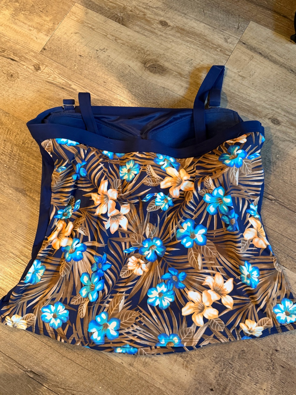 Lands' End Navy Tankini Set with Blue and Coral Floral Accents - Picture 5 of 5